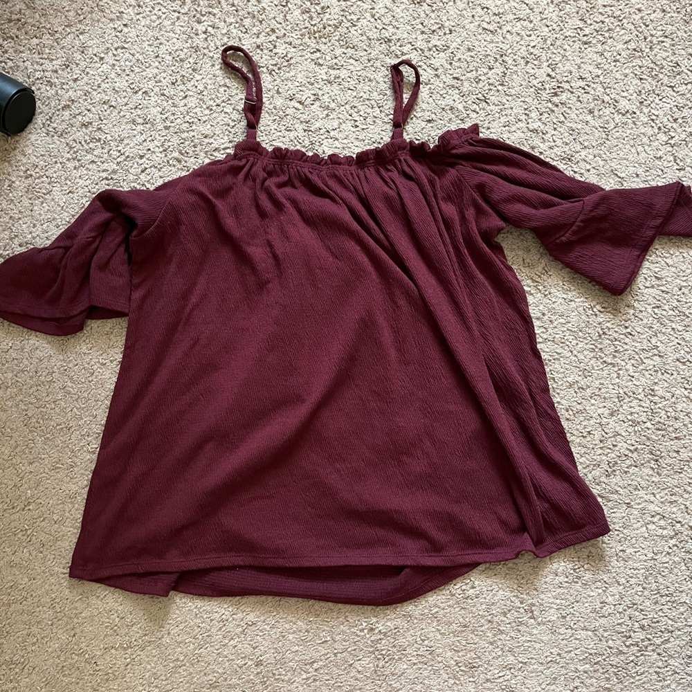 Embroidered Cold Shoulder Top - Picture 8 of 9